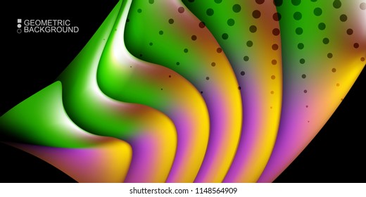 Geometric abstract background template with fluid waves in blurred colors