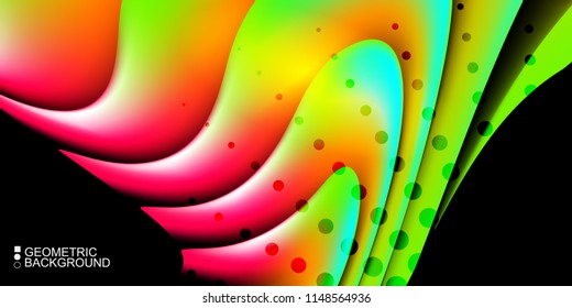 Geometric abstract background template with fluid waves in blurred colors