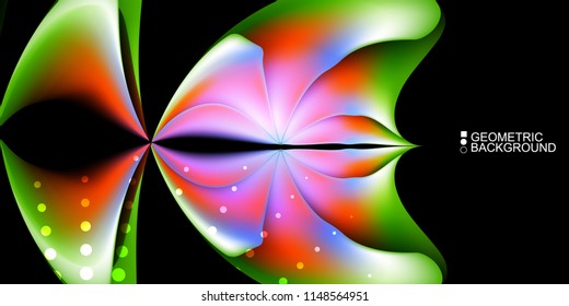 Geometric abstract background template with fluid waves in blurred colors