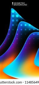 Geometric abstract background template with fluid waves in blurred colors