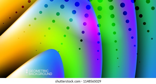 Geometric abstract background template with fluid waves in blurred colors