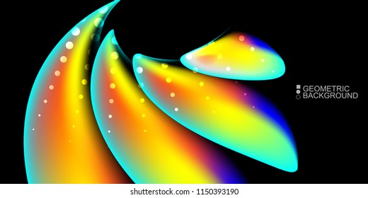 Geometric abstract background template with fluid waves in blurred colors