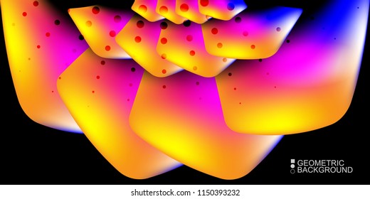 Geometric abstract background template with fluid waves in blurred colors