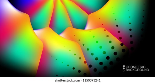 Geometric abstract background template with fluid waves in blurred colors