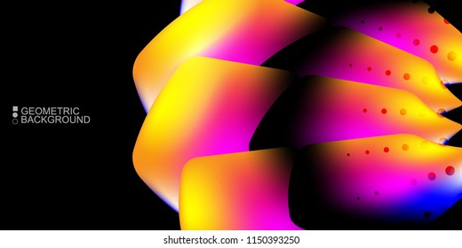 Geometric abstract background template with fluid waves in blurred colors