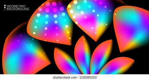 Geometric abstract background template with fluid waves in blurred colors