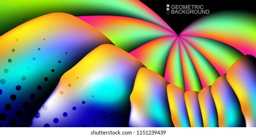 Geometric abstract background template with fluid waves in blurred colors