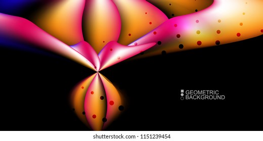 Geometric abstract background template with fluid waves in blurred colors