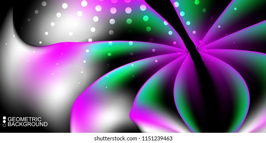 Geometric abstract background template with fluid waves in blurred colors
