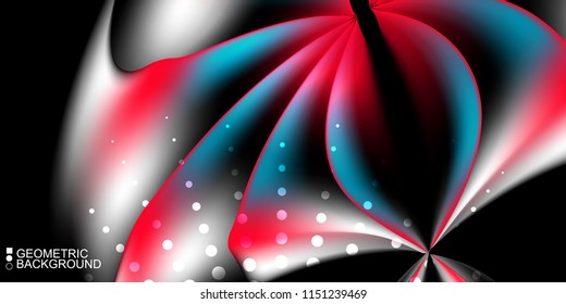 Geometric abstract background template with fluid waves in blurred colors
