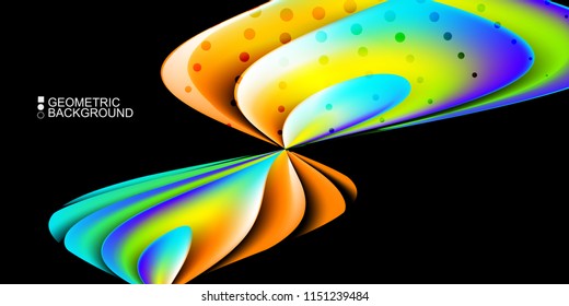 Geometric abstract background template with fluid waves in blurred colors