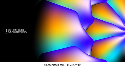 Geometric abstract background template with fluid waves in blurred colors