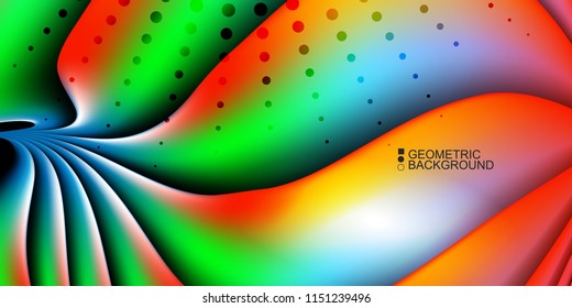 Geometric abstract background template with fluid waves in blurred colors