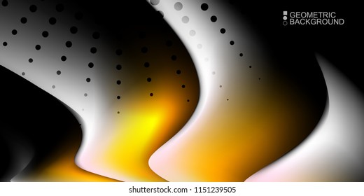 Geometric abstract background template with fluid waves in blurred colors