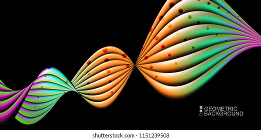 Geometric abstract background template with fluid waves in blurred colors