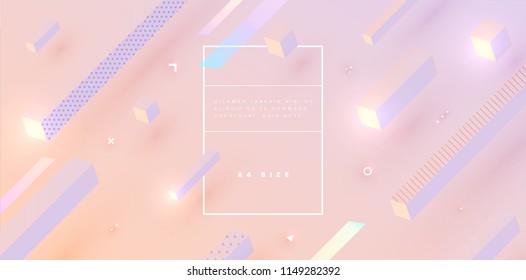 Geometric abstract background with trendy isometric shapes, cubes and dynamic composition. Vector eps10 illustration
