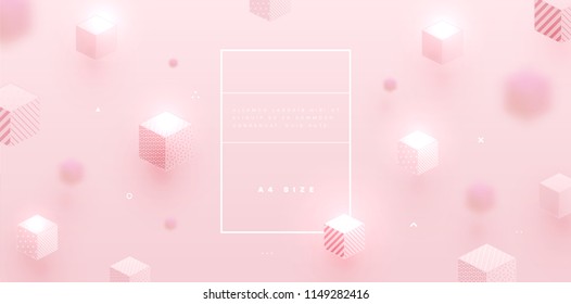 Geometric abstract background with trendy isometric shapes, cubes and dynamic composition. Vector eps10 illustration
