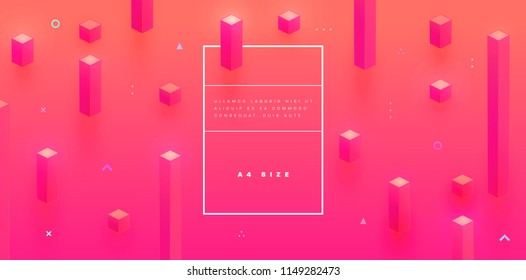 Geometric abstract background with trendy isometric shapes, cubes and dynamic composition. Vector eps10 illustration