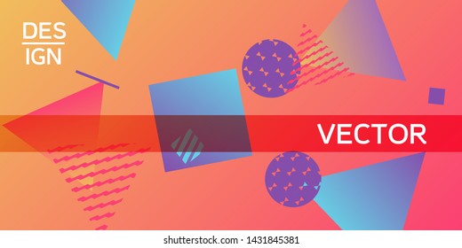 Geometric abstract background with trendy isometric shapes. Minimal universal banner templates in memphis style. Abstract minimalistic background design with dynamic shapes. Vector illustration.