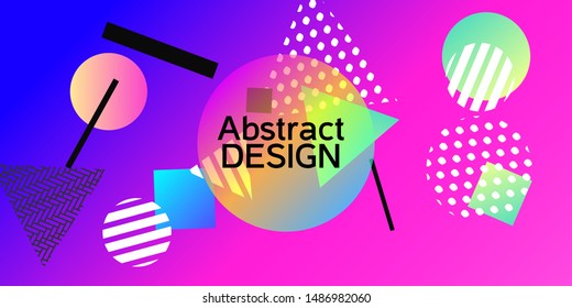 Geometric abstract background with trendy isometric shapes. Minimal universal banner templates in memphis style. Abstract minimalistic background design with dynamic shapes. Vector illustration.