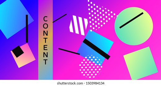 Geometric abstract background with trendy isometric shapes. Minimal universal banner templates in memphis style. Abstract minimalistic background design with dynamic shapes. Vector illustration.