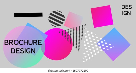 Geometric abstract background with trendy isometric shapes. Minimal universal banner templates in memphis style. Dynamic composition. Vector illustration.