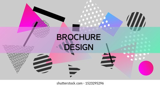 Geometric abstract background with trendy isometric shapes. Minimal universal banner templates in memphis style. Abstract minimalistic background design with dynamic shapes. Vector illustration.