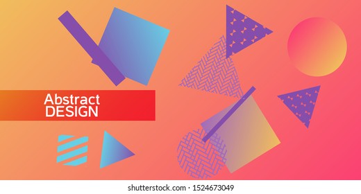 Geometric abstract background with trendy isometric shapes. Minimal universal banner templates in memphis style. Abstract minimalistic background design with dynamic shapes. Vector illustration.