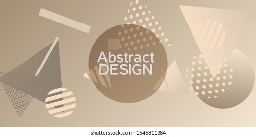 Geometric abstract background with trendy isometric shapes. Minimal universal banner templates in memphis style. Dynamic composition. Vector illustration.
