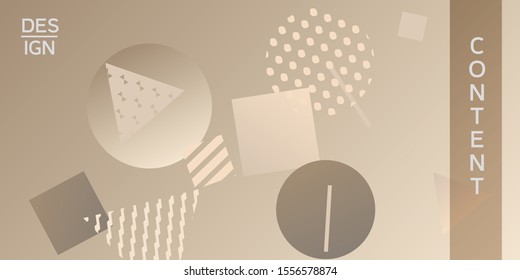 Geometric abstract background with trendy isometric shapes. Minimal universal banner templates in memphis style. Dynamic composition. Vector illustration.