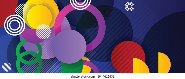 Geometric abstract background with trendy patterns. Abstract colorful circles background. Colorful rainbow vector background