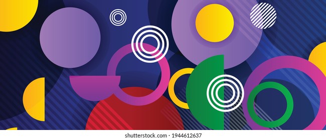 Geometric abstract background with trendy patterns. Abstract colorful circles background. Colorful rainbow vector background