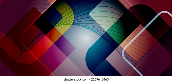 Geometric abstract background. Various geometric shapes. Cover design, background, wallpaper. Vector