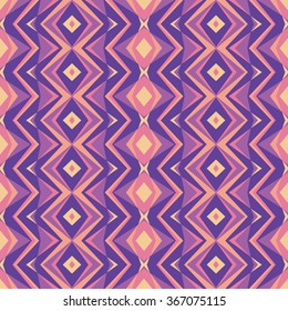 Geometric abstract background - vector seamless pattern in violet, lilac and pink colors. Ethnic textile. Web site backdrop. Boho style design. 