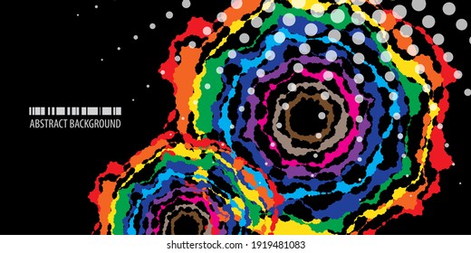 Geometric abstract background vector template with a couple of watercolor fractal circles