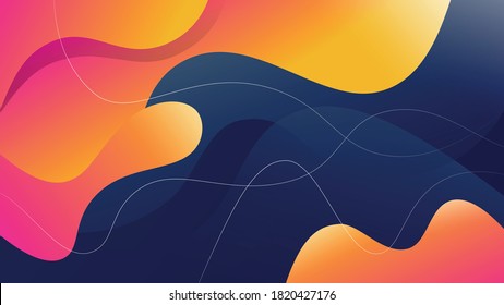 Geometric abstract background wallpaper design, modern dynamic gradient liquid shapes with colorful line pattern design. trendy creative poster, banner, landing page, backdrop, brochure vector art