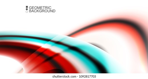 Geometric abstract background with waves in blurred colors