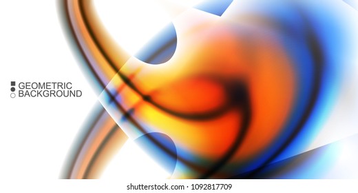 Geometric abstract background with waves in blurred colors