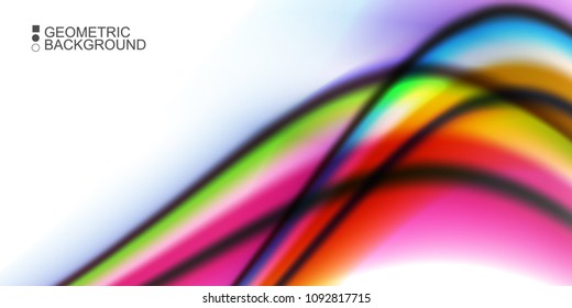 Geometric abstract background with waves in blurred colors