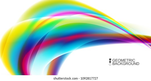 Geometric abstract background with waves in blurred colors