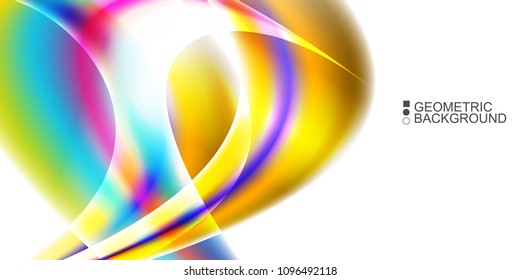 Geometric abstract background with waves in blurred colors