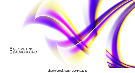 Geometric abstract background with waves in blurred colors