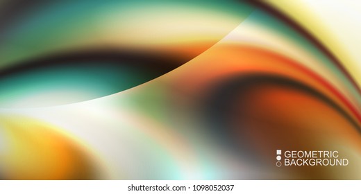 Geometric abstract background with waves in blurred colors