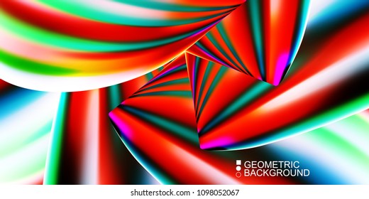 Geometric abstract background with waves in blurred colors