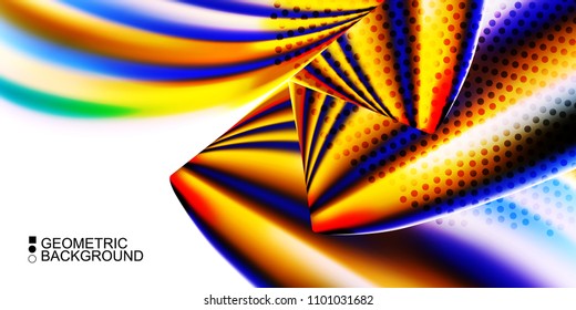 Geometric abstract background with waves in blurred colors