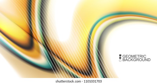 Geometric abstract background with waves in blurred colors