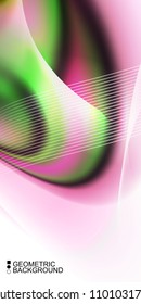 Geometric abstract background with waves in blurred colors