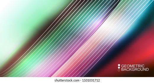Geometric abstract background with waves in blurred colors