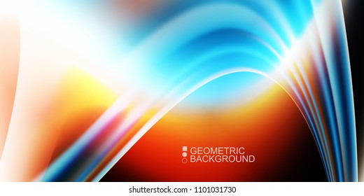 Geometric abstract background with waves in blurred colors