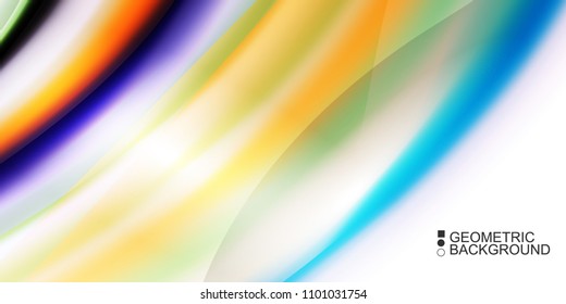 Geometric abstract background with waves in blurred colors